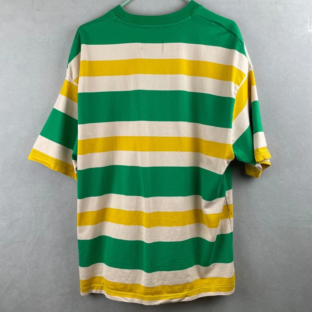 Jordan DNA HBR Striped T Shirt Men L Green Yellow White Embroidered Logo Tee Air